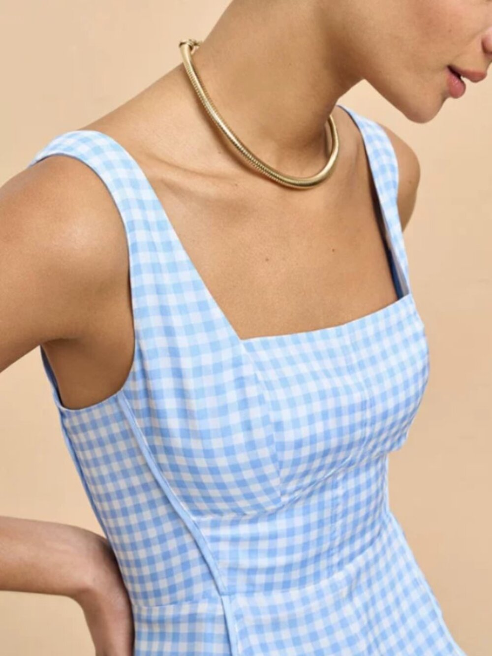 La Ligne NYC Talitha Midi Dress Black White Gingham Silk Cocktail - Picture 4 of 4